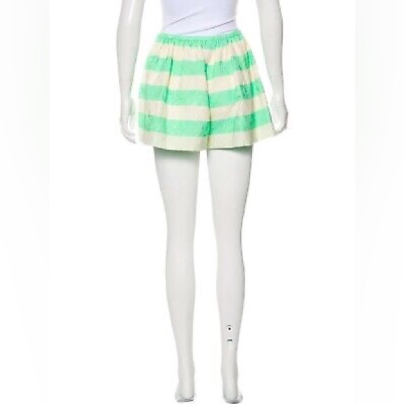 Thakoon Green/Ivory Striped Floral Brocade Shorts, Size  0 - Picture 2 of 3